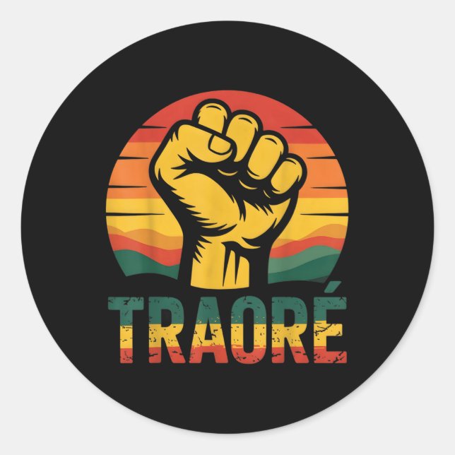 Sticker Rond Burkina Faso-ibrahim Traoré _ Thomas Sankara T-shi (Devant)