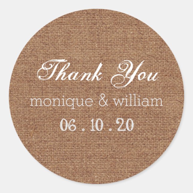 Sticker Rond Burlap Chalk Flourdissant Merci Mariage (Devant)