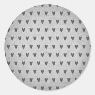 Sticker Rond Burlap Gris Coeurs Whimsical Ferme rustique