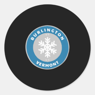Sticker Rond Burlington Vermont Vt Hiver Neige Flocon Dge So