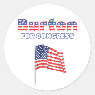 Sticker Rond Burton pour le drapeau patriotique américain du Co