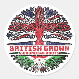 Sticker Rond Burundi Burundais Royaume-Uni Drapeau des racines