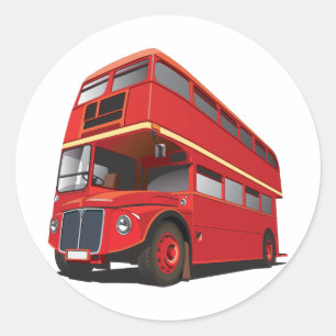 Sticker Rond Bus à impériale rouge classique Transport de Londr