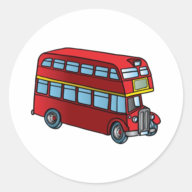Sticker Rond Bus Double Decker mignon (Devant)