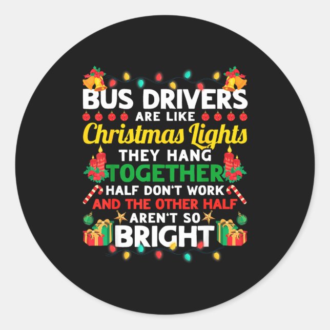 Sticker Rond Bus Driver Co-worker Christmas Surprise Uni-adults (Devant)