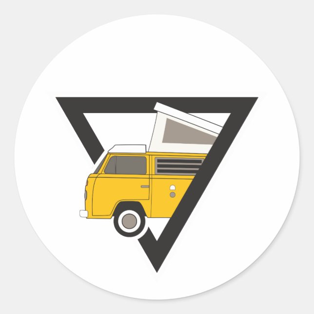 Sticker Rond bus jaune classique triangle (Devant)