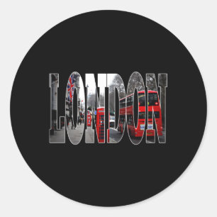 Sticker Rond Bus London England Flag Phonebooth Double Decker