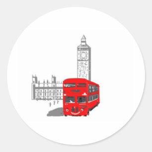 Sticker Rond Bus londonien souriant