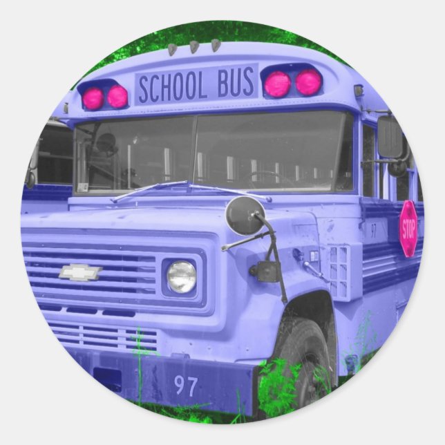 Sticker Rond Bus pourpre (Devant)