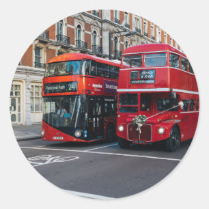 Sticker Rond Bus Red Double Decker