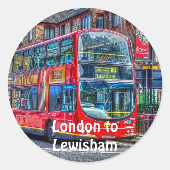 Sticker Rond Bus Red London Double Decker - Angleterre, Royaume (Devant)
