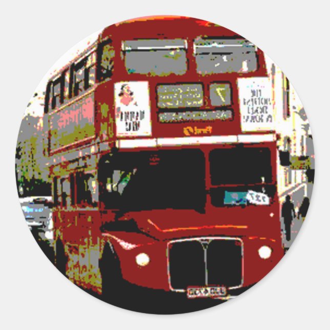 Sticker Rond Bus Rouge de Londres (Devant)