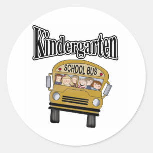 Sticker Rond Bus scolaire avec enfants Gardergarten
