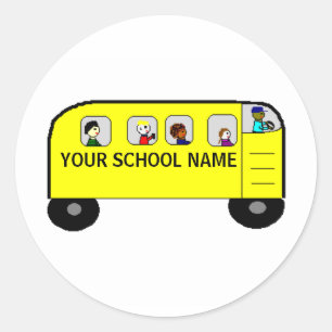 Sticker Rond BUS SCOLAIRE - un produit de votre école - autocol