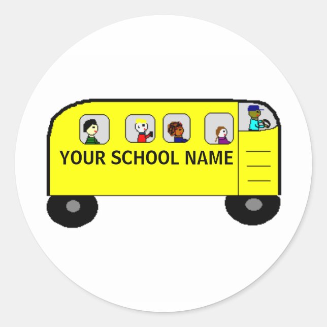 Sticker Rond BUS SCOLAIRE - un produit de votre école - autocol (Devant)