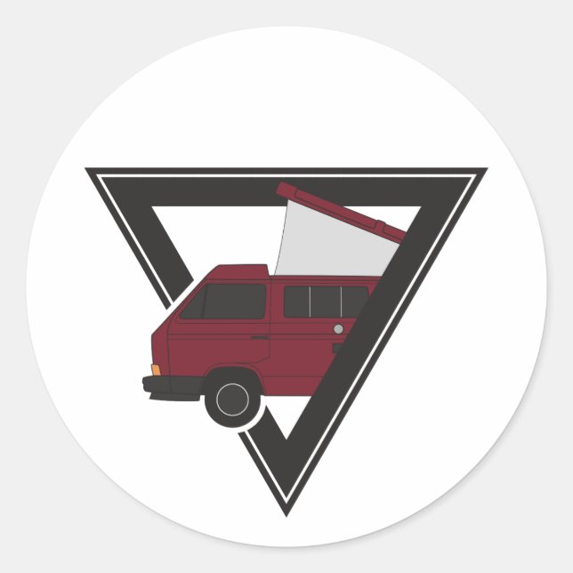 Sticker Rond bus triangle maroon (Devant)
