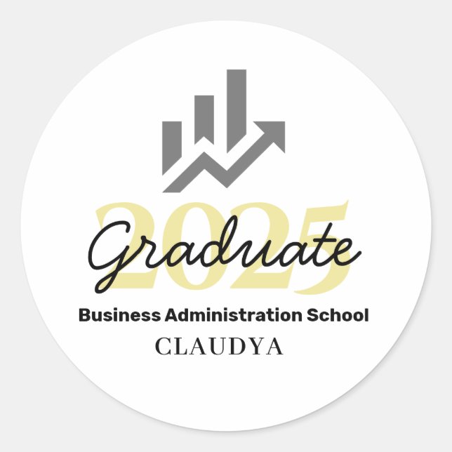 Sticker Rond Business Administration Graduate Class of 2025 (Devant)