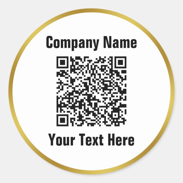 Sticker Rond Business Black White et Gold QR Code Nom de la soc (Devant)