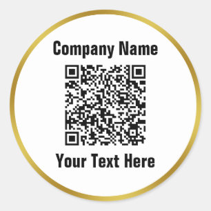Sticker Rond Business Black White et Gold QR Code Nom de la soc