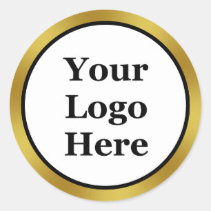 Sticker Rond Business Black White et Gold Votre logo ici