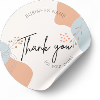 Sticker Rond Business Boho Merci Botanique Pour Votre Commande