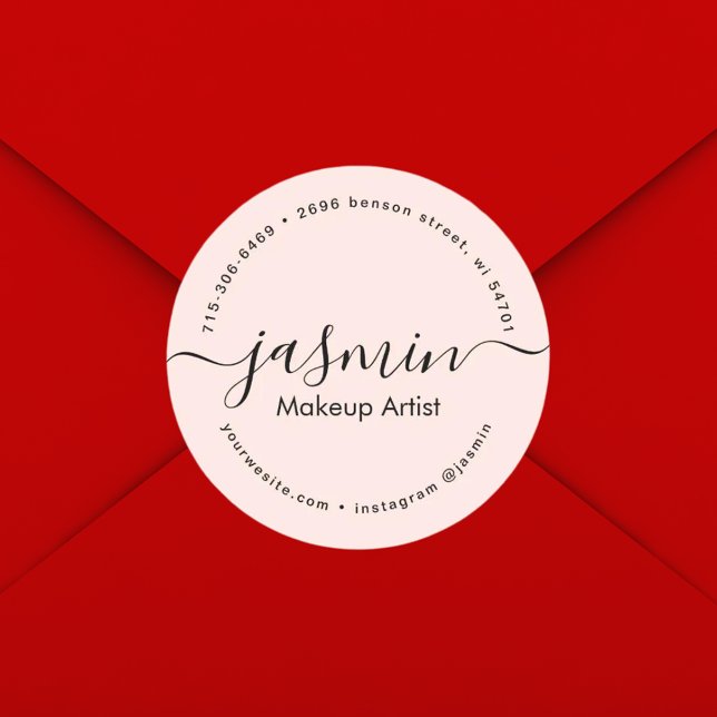 Sticker Rond Business Girl Calligraphie Blush Pink Personnalisé (Créateur téléchargé)