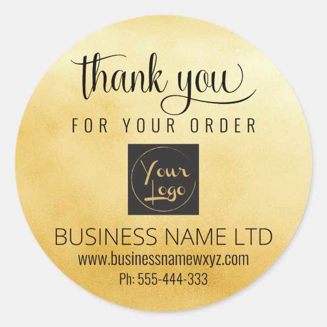 Sticker Rond Business Merci Gold Black Ajouter votre classe de  (Devant)