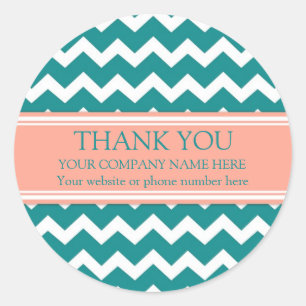 Sticker Rond Business Merci Nom de l'entreprise Coral Turquoise