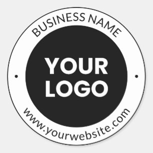 Sticker Rond Business Name & Website ou Slogan, Merci Etc.