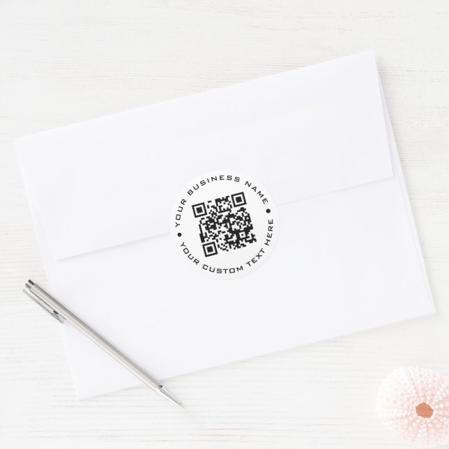 Sticker Rond Business Qr Code Chic Moderne Minimal Simple (Enveloppe)