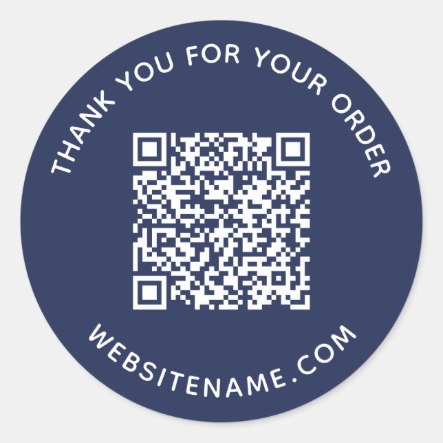 Sticker Rond Business QR Code Client Merci Marine Blue (Devant)