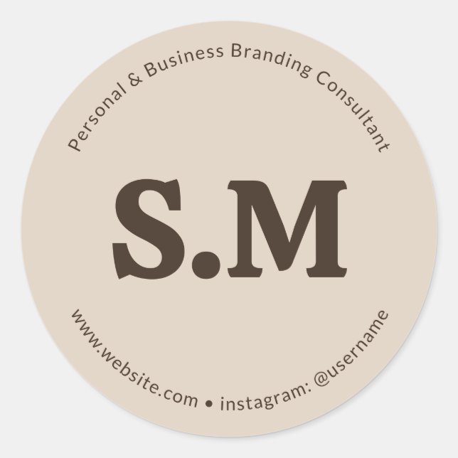 Sticker Rond Business Retro Monogram Beige Brown (Devant)