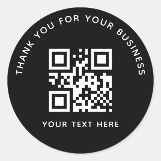 Sticker Rond Business Thank You Custom QR Code Black
