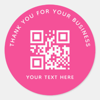 Sticker Rond Business Thank You Custom QR Code Pink