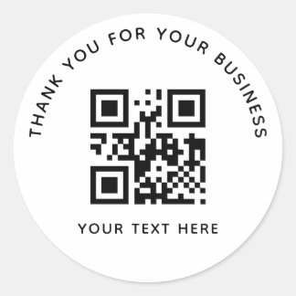 Sticker Rond Business Thank You Custom QR Code White