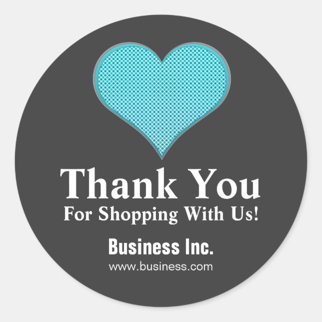 Sticker Rond Business Thank You Polka Dot Heart Blue (Devant)