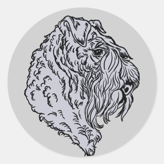 Sticker Rond Buste Kerry Blue Terrier (Devant)