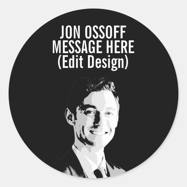 Sticker Rond Buste personnalisé de Jon Ossoff (Devant)
