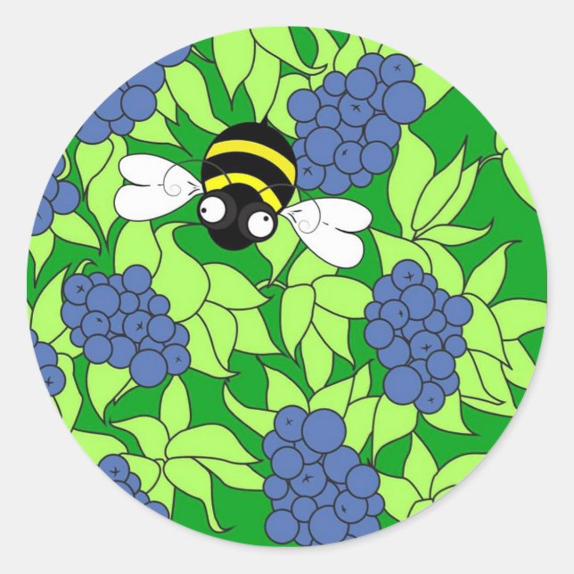 Sticker Rond Busy Busy Bee Collection - Blueberry Delight (Devant)