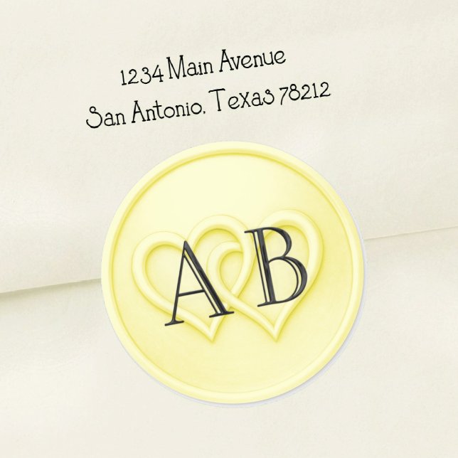 Sticker Rond Butter Two Hearts Black Initials Wedding (Créateur téléchargé)