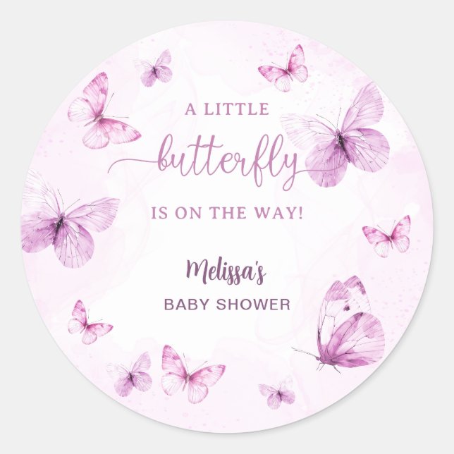 Sticker Rond Butterfly Baby Shower (Devant)
