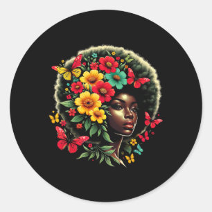 Sticker Rond Butterfly Black Queen Afro Melanin JunetDix Colo