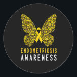 Sticker Rond Butterfly Endometriosis Awareness Month<br><div class="desc">butterfly endometriosis awareness month endo support ribbon</div>