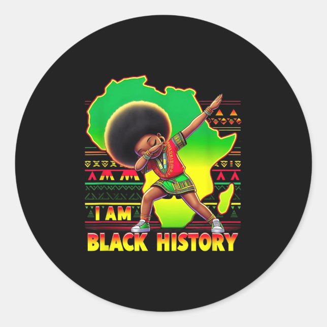 Sticker Rond Butterfly Kid Girl I Am Black History Mois Afrique (Devant)