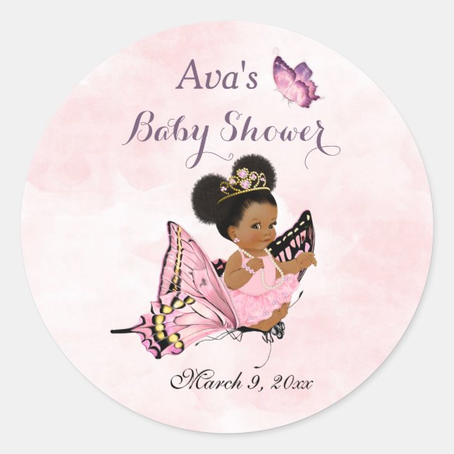 Sticker Rond Butterfly Princess Baby Girl Rose Classic Round St (Devant)