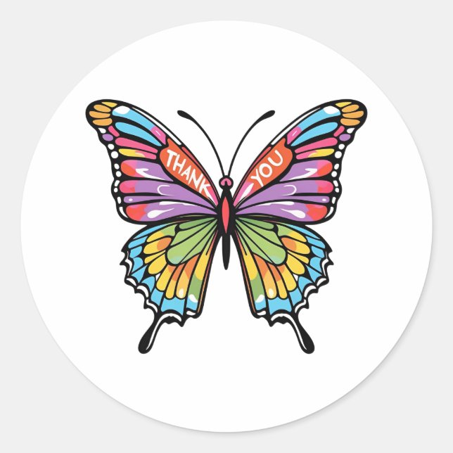 Sticker Rond Butterfly Thank You  (Devant)