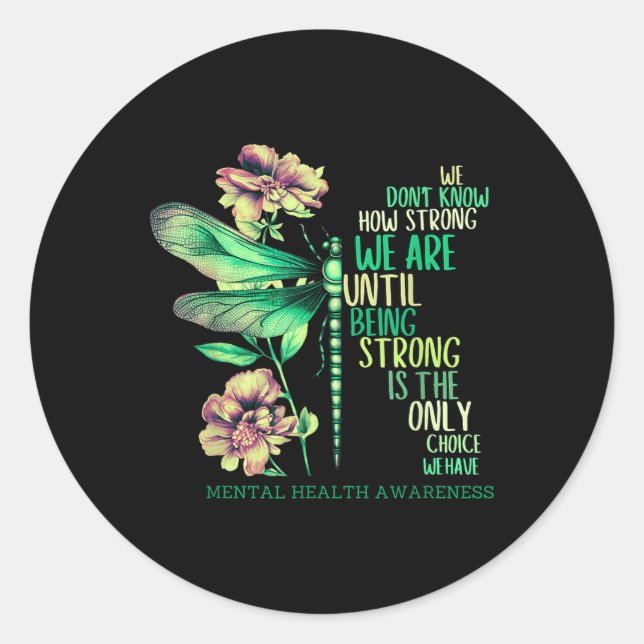 Sticker Rond Butterfly Warrior Support Femmes Mentals Santé Awa (Devant)