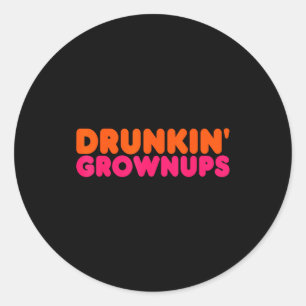 Sticker Rond Buveur Adulte - Parodie Drôle de Fête pour Amateur
