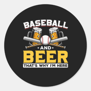 Sticker Rond Buveur de bière Baseball Humour de bière Anniversa