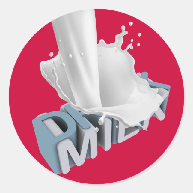 Sticker Rond Buvez Du Lait ! 3D (Devant)